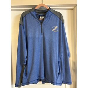 NHL Tampa Bay Lightning Pullover 1/4 Zip Athletic‎ Shirt XL Blue Gray